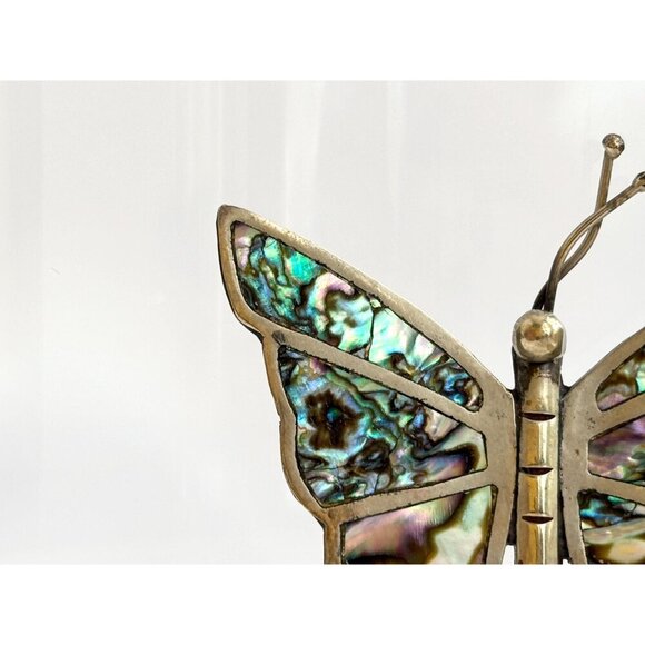 Butterfly Beto of Taxco Mexican Abalone ShellVintage Sterling Silver Brooch - Picture 2 of 10